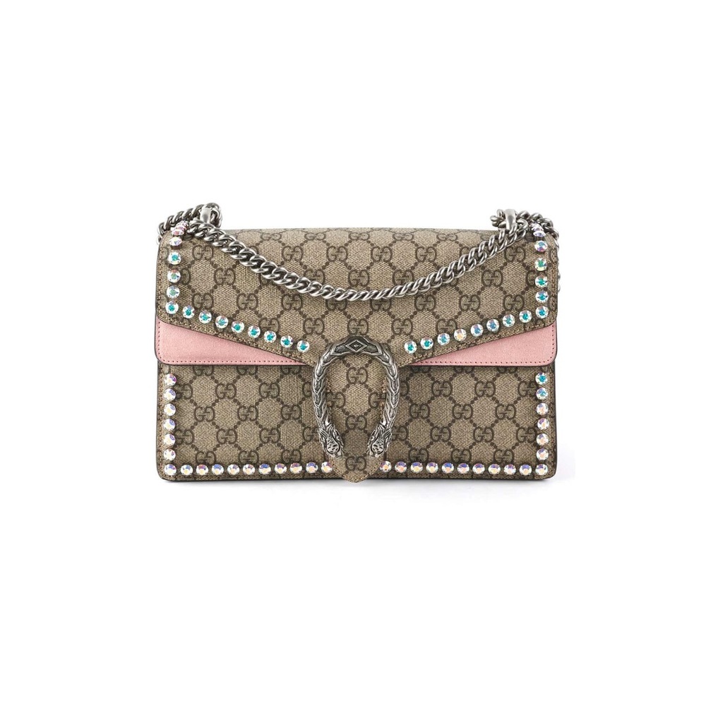GUCCI DIONYSUS MEDIUM CRYSTAL GEM SHOULDER BAG PINK
